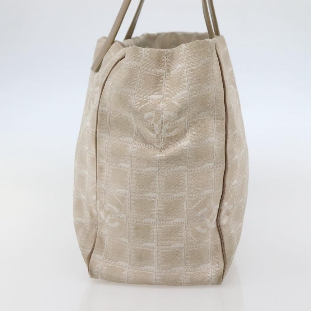 CHANEL New Travel Line Tote Bag Nylon Beige Gold CC Auth - Picture 4 of 16